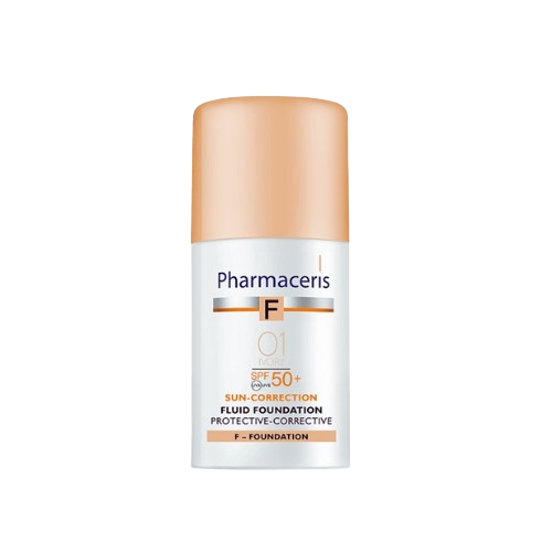 PHARMACERIS F SUN-CORRECTION SPF50+ FOND DE TEINT IVORY 01