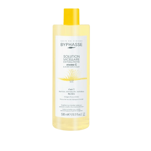 BYPHASSE SOLUTION MICELLAIRE DÉMAQUILLANTE  VITAMINE & ACIDE GLYCOLIQUE 500ML